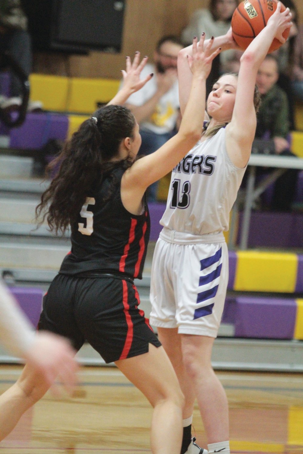 Savannah McBride tries to get the ball inside over of Crosspoint Academy.
